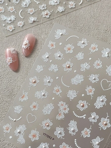 Pegatinas Decorativas para Uñas con Diseño de Mariposa y Flor en Relieve, Color Sólido, Estilo Dulce y Puro - Product Image 2