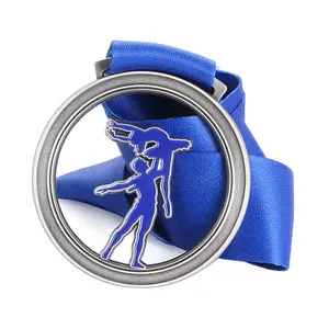 Brass Customized Shape Dance Award Badge Ballet Match Metal Medal Souvenir With Ribbon