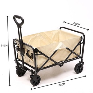 Chariot de camping pliable à grande capacité, robuste, avec cadre en acier, à quatre roues, pour le jardin, les pique-niques en plein air et le rangement - Product Image 2