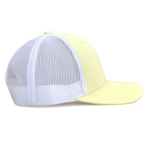 Casquette en maille respirante jaune pâle OEM/ODM – Chapeau de camionneur sportif d'été pour la plage et les voyages - Product Image 5