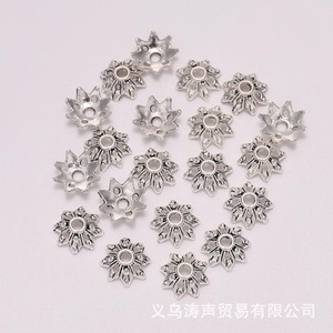 Cuentas espaciadoras de plata antigua de 9 mm con diseño de flor y 8 pétalos para accesorios de joyería DIY y tapas de colgantes - Product Image 2