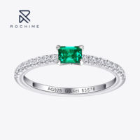 Rochime dainty lab bague émeraude adulte s925 argent plaqué Rhodium bijoux pour femmes