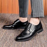 Chaussures Richelieu Homme Formelles en Cuir Véritable Italien Marron pour Mariage