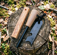 Allume-feu en ferro magnésium étanche avec manche en bois gras, idéal pour le camping et le bushcraft