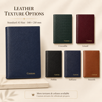 Housse de carnet A5 personnalisée en cuir PU texture Saffiano, couverture souple cousue, avec inserts rechargeables, logo, cadeau