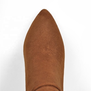 Big Size EU 46 Suede Women Pointy Toe <b>Knee</b> <b>High</b> Boots Stiletto Metal Lock Decor Long Booties <b>High</b> Metal Thin Heels Shoes - Product Image 5