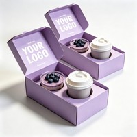 Boîte en papier pliable avec insert en carton personnalisable avec logo pour emballages de café, de jus, de gobelets et de gâteaux à emporter
