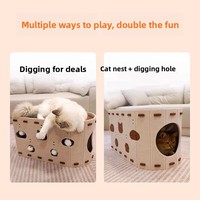 Lit pour chat respirant en feutre et griffoir tout-en-un, jouet pour chaton, nouvelle conception, maison pour chat à double couche, boîte en carton