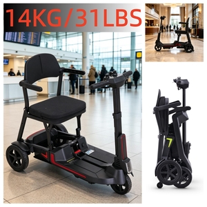Scooter de mobilité tout-terrain léger 14 kg (31 lb) pliable en une étape, portable, pour le voyage et l'extérieur, moteur 270 W, trois roues - Product Image 1