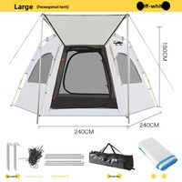 Tente hexagonale extérieure entièrement automatique Protection solaire étanche Ouverture rapide Tente familiale de parc portable Structure de deux chambres
