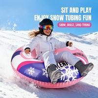 Tube à neige gonflable Kenpuaz en PVC, fond rigide, pliable, pour enfants et adultes, avec poignées en caoutchouc, rose et violet, durable