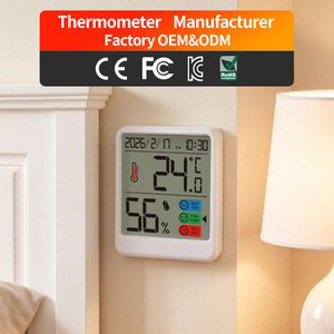 مقياس حرارة ورطوبة رقمي داخلي بالجملة للمطبخ والمكتب والجدار مع تقويم وساعة ومراقبة درجة الحرارة والرطوبة - Product Image 1