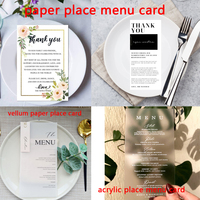 Décorations de réception de mariage personnalisées en usine papier vélin acrylique miroir table menu alimentaire cartes nominatives