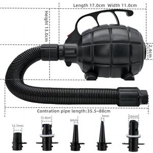 600W Schwarze Schnellfüll-Elektropumpe Hochdruck-Luftpumpe mit 5 Düsen für Luftmatratze Pool Spielzeug Schlauchboot - Product Image 2