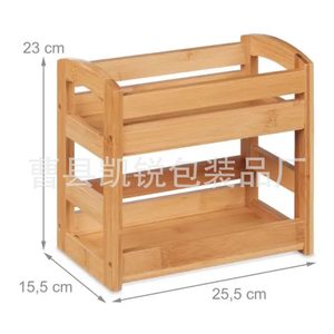 Wooden Double Layer Storage Rack For Paint <b>Bottles</b> And <b>Brushes</b> Desktop Organizer Art Supply Holder Stationary Holders - Product Image 4