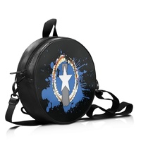 Sac à main rond en PU avec motif Saipan, fabriqué sur mesure, en cuir PU lisse, convertible, pour femmes, pour le shopping quotidien et les voyages