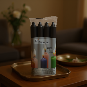 Ensemble de 4 bougies piliers en paraffine noires originales, bougies artistiques pour la décoration de la maison, utilisation en intérieur - Product Image 3