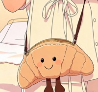 Sac bandoulière Jellycat Croissant 27CM en polyester ultra doux, peluche anime mignonne et amusante, avec fermeture éclair