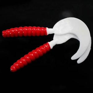 Cebo suave de insecto suave de gusano de una sola cola de tres colores Cebo de boca erecto - Product Image 3