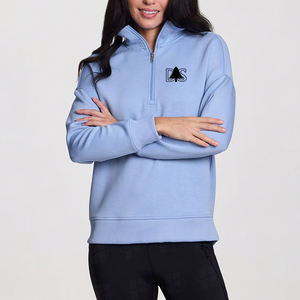 Sudadera de Felpa Suave con Cuello Alto y Cierre de 1/4, Personalizada al por Mayor para Mujer, Ajuste Holgado, para Golf y Fitness, con Bordado - Product Image 3