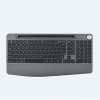 Teclado Ergonómico Inalámbrico de 2.4Ghz con Retroiluminación RGB, Soporte para Teléfono Integrado y Reposamuñecas para Mac, Windows, Laptop y PC