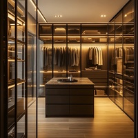 2025 Meilleure vente de luxe personnalisé porte en verre dressing garde-robe murale conception pour chambres meubles de maison