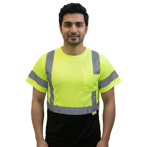 Gilet de sécurité haute visibilité personnalisé avec logo OEM, manches courtes, pour travaux de construction, en polyester et coton, vêtements de sécurité réfléchissants - Product Image 1