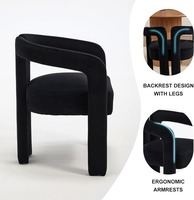 Ensemble de 2 chaises de salle à manger modernes en velours, chaise d'appoint rembourrée de style Mid-Century Modern