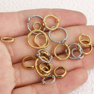 Anneau perlé en acier inoxydable plaqué or et argent, double trou, composants de bijoux DIY pour accessoires de tissage de perles - Product Image 2
