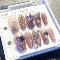 Uñas Postizas Hechas a Mano al por Mayor, Material ABS de Alta Calidad, Diseños Cuadrados y Almendrados, Surtidos Aleatoriamente, Precio de Fábrica
