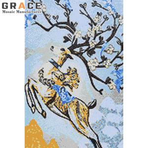 Foshan usine <span class=keywords><strong>Sika</strong></span> cerf verre mosaïque murale carrelage 3D décoration murale Unique paysage abstrait bateaux en bois port cristal carreaux muraux - Product Image 1