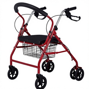 Senior <b>Walker</b> With Seat And Basket Four Wheel Rollator For <b>Elderly</b> Mobility Aid - Product Image 1