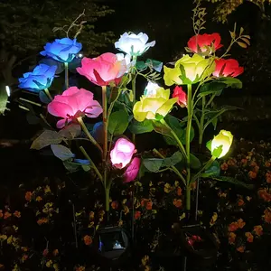 Hot Sale Outdoor Stof Rvs Led Landschap Rose Licht 3 5 Led Solar Rose Flower Light Voor Huis Tuin Decoratie