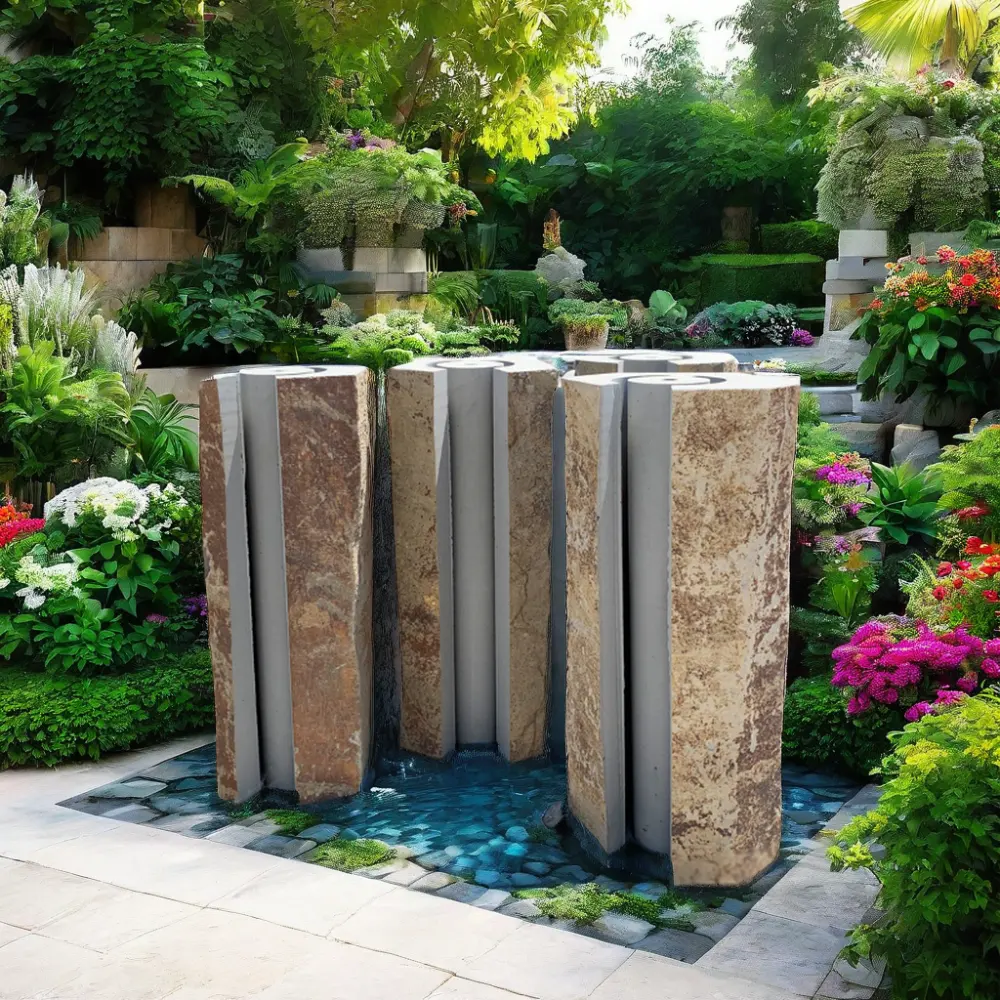 Fontana del giardino dell'acqua della scultura di pietra del basalto della natura In all'aperto