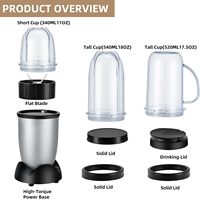 Licuadora Eléctrica Portátil Multifuncional de 300W para el Hogar, con Recipiente de Plástico de 0.6L de Capacidad, para Smoothies y Jugos