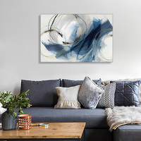 Toile d'art mural, peintures abstraites, graffiti coloré bleu fantaisie sur fond blanc, décoration d'art moderne pour salon