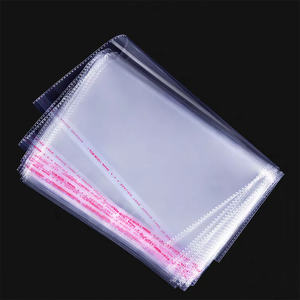 أكياس OPP/BOPP صناعية شفافة قوية ذاتية اللصق ذاتية الإغلاق بالحرارة مع جوانب منتفخة للسوبر ماركت والمعارض - Product Image 6