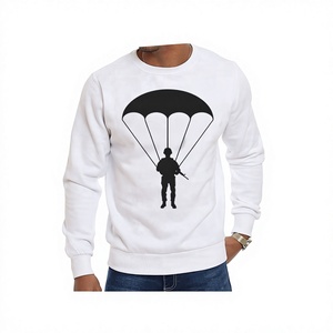 Pull à manches longues col rond pour femmes, chandail blanc uni avec logo imprimé sur écran, personnalisé - Product Image 1