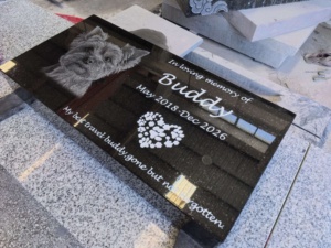 <span class=keywords><strong>Pierres</strong></span> commémoratives personnalisées pour animaux de compagnie, pierre commémorative de jardin en granit noir, gravée avec photo, pour extérieur - Product Image 4