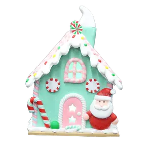 2024 New Christmas Clay Ornaments 4.3 Inch Cartoon LED Light Christmas House Ornaments Christmas Tree Ornaments