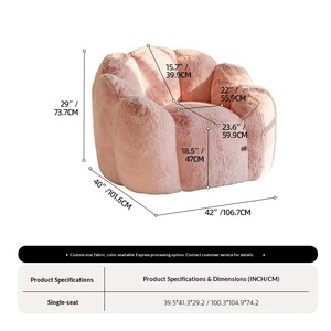 Modern Round Tufted <b>Bean</b> <b>Bag</b> Sofa One Seat Extra Soft Microfiber Fabric Upholstery for - Product Image 6