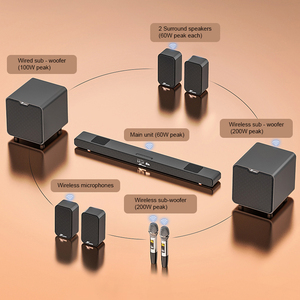 Loa thanh rạp hát tại gia <span class=keywords><strong>7</strong></span>.<span class=keywords><strong>1</strong></span> với loa siêu trầm không dây, hỗ trợ âm thanh vòm không dây, kết nối BT, AUX, Optical, Coaxial, USB và thẻ TF - Product Image 2