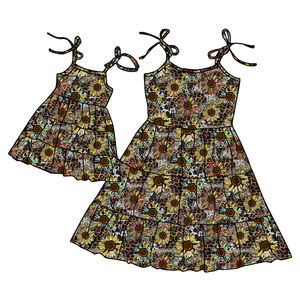 Robe d'été sans manches, longueur genou, épissage, conception de boutique <span class=keywords><strong>pour</strong></span> filles, tenues personnalisées Mom Me assorties, vêtements <span class=keywords><strong>pour</strong></span> enfants - Product Image 4