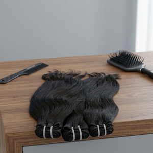 Extensiones de Cabello Remy Indio de Alta Calidad, Mechones Dobles con Trama, Cabello Liso Sedoso y Ondulado Natural Sin Procesar - Product Image 3