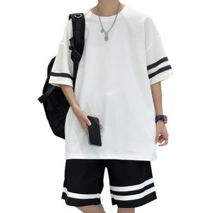 Polo de sport d'été pour homme avec col à revers, manches courtes, séchage rapide, coupe ample, polyester/coton satiné et pantalon long - Product Image 1