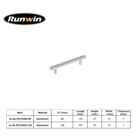 Poignée de meuble moderne en alliage d'aluminium nickel brossé 96-128 mm pour armoire de cuisine, tiroir, penderie et placard