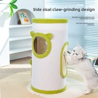 Centre d'activités écologique pour chats : Poteaux d'escalade verticaux, griffoir horizontal, seau de rangement amovible en sisal, 2 cartons