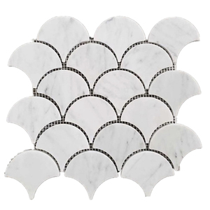 Carrara White Marble <b>Mosaic</b> Tiles 10mm Thick Modern Round for Room - Product Image 4