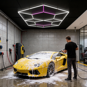 Plafonnier LED tubulaire géométrique à intensité variable 6500K pour station de lavage automobile, atelier de detailing et réparation automobile - Product Image 1