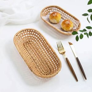 Langlebiger Rattan-PE-Wäschekorb, hohl gewebter Hyazinthen-Riesenkorb, rosa Brotkorb, handgewebte Servierlösung, faltbar - Product Image 4